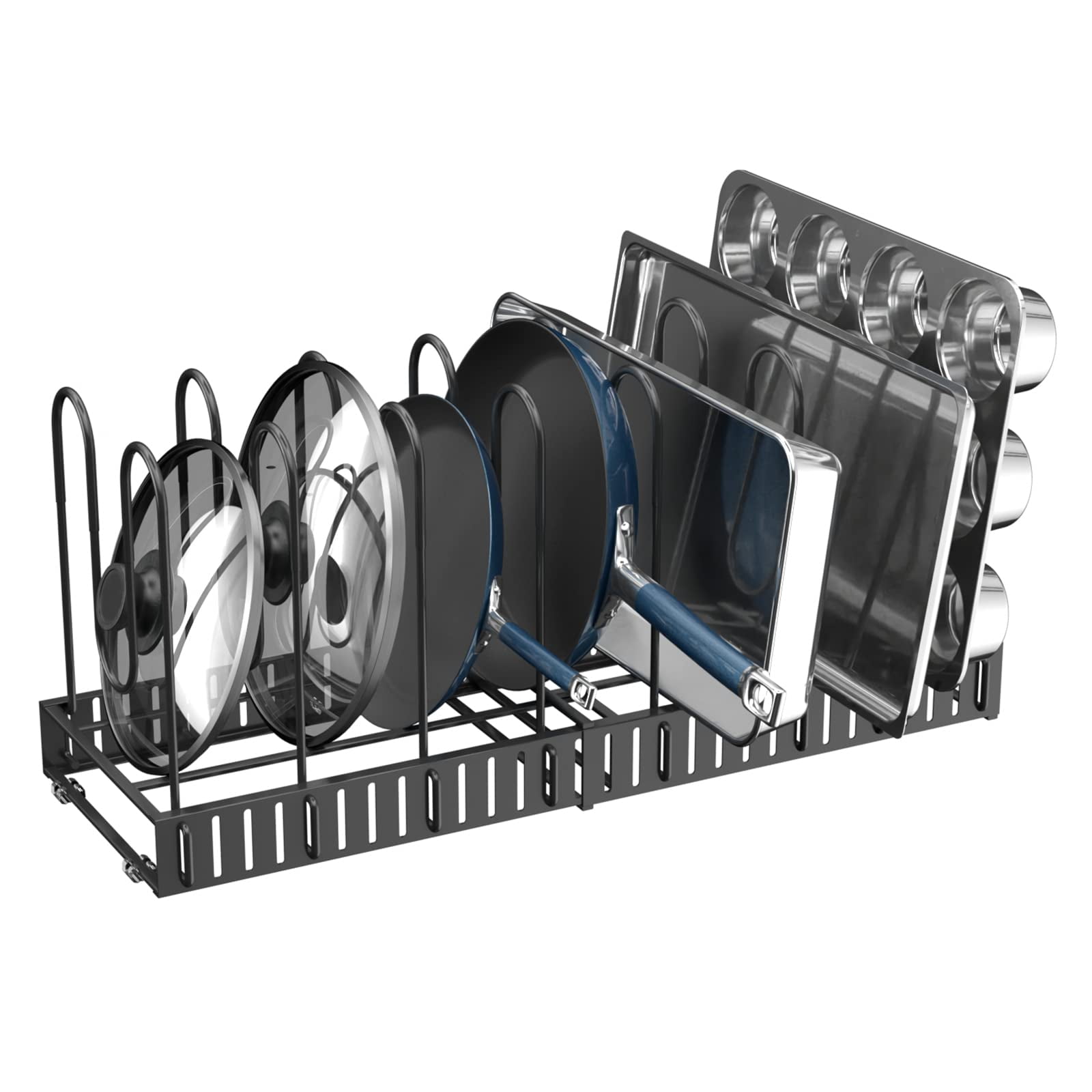 Geekdigg Pot Organizer Rack For Expandable 8+ Pans Pots Lid