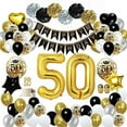 thumbnail image 1 of Geekeo 50th Birthday Black and Gold Balloon Decoration Set, 50 Pieces, 1 of 9