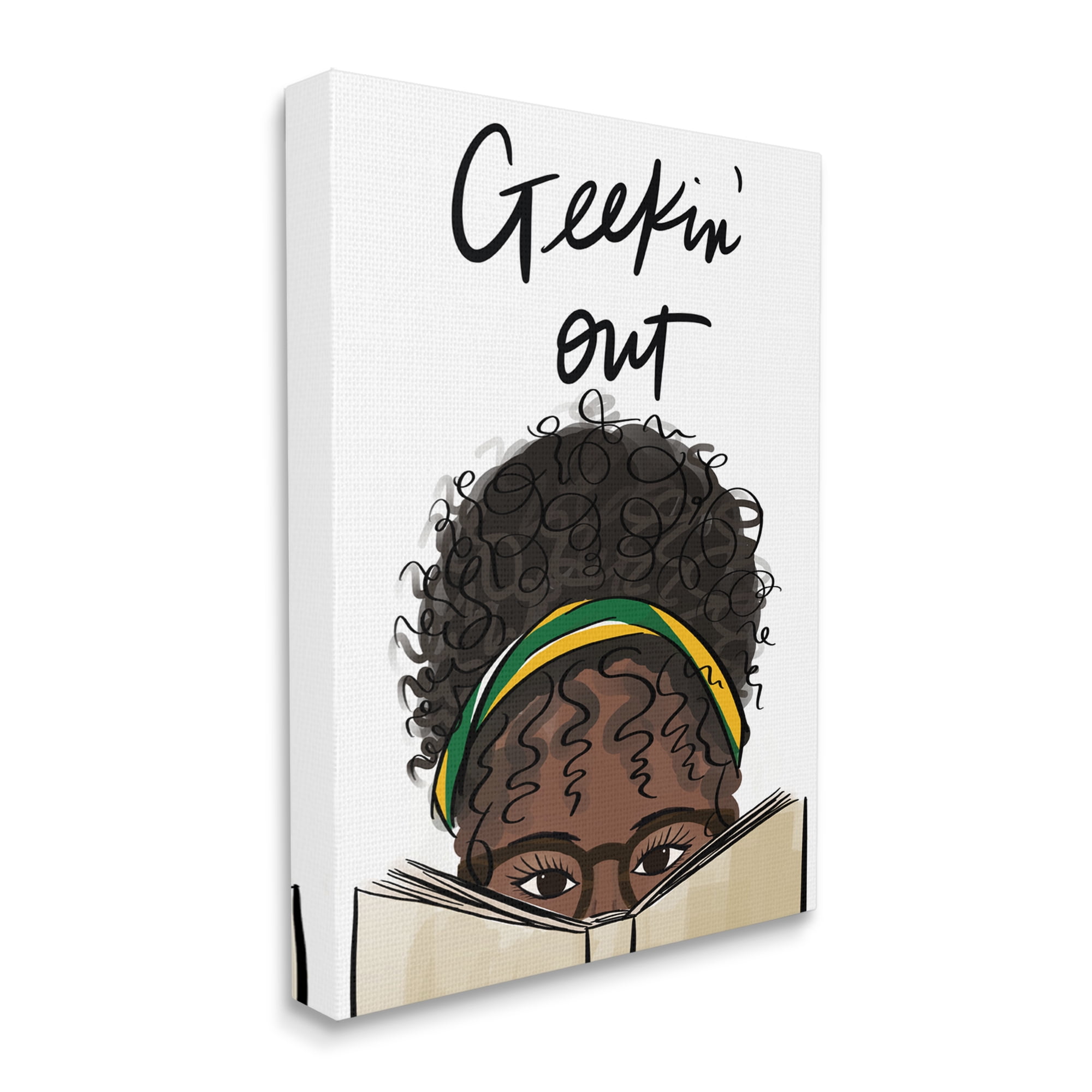 Stupell Industries Geekin' Out Phrase Woman Reading Book,24 x 30,Designed by Anna Quach