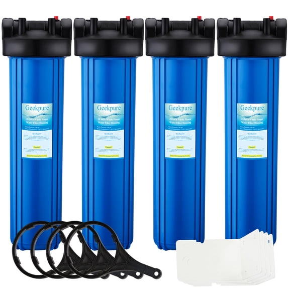 Geekpure 20 inch Whole House Water Filter Housing-1"NPT Brass Port-Fit 4.5"x 20" Filter (4)