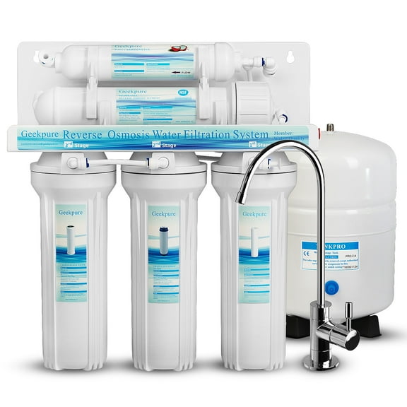 Geekpure 5-Stage Reverse Osmosis Water Filter System-75GPD Under Sink RO system