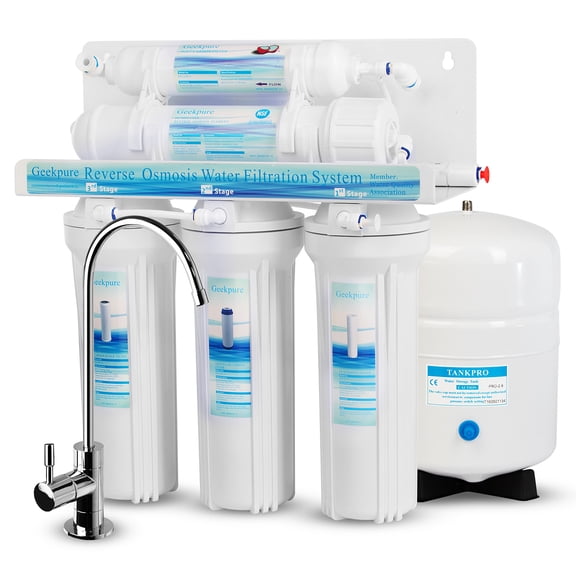 Geekpure 5-Stage Reverse Osmosis Water Filter System Universal Compatible Filters-75 GPD