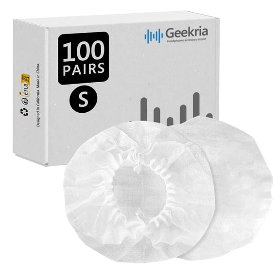 Geekria 100 Pairs Disposable Headphone Ear Covers for On-Ear Headset Earcup, Stretchable Sanitary Protector (S / White)