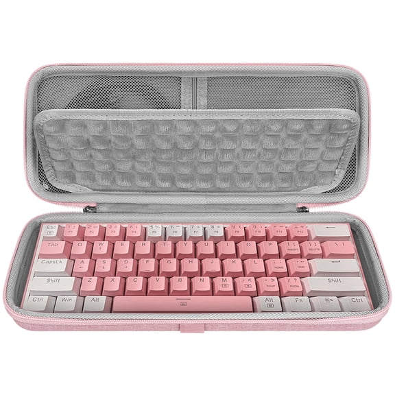 Geekria 60% Compact Keyboard Case, Hard Shell Travel Bag for 61 Keys Computer Mechanical Keyboard, Compatible with SteelSeries Apex Pro Mini / New Apex 9 Mini, HyperX Alloy Origins 60 (Pink)