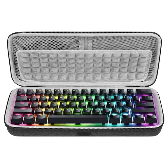 Geekria 60% Compact Keyboard Case, Hard Shell Travel Carrying Bag for 61 Keys Computer Keyboard, Compatible with SteelSeries Apex Pro Mini, Razer Huntsman Mini, RK Royal KLUDGE RK61