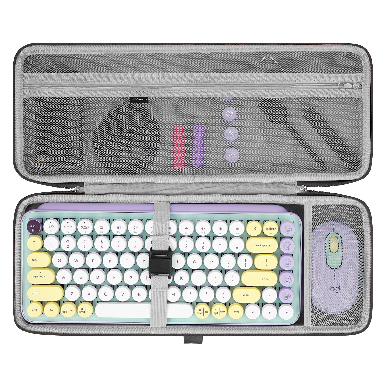 Geekria 75% Keyboard Case, Hard Shell Travel Bag for Compact 84 Key Computer Mechanical Gaming Keyboard, Compatible with Logitech POP Keys / POP ICON Combo / MX Mechanical Mini (Dark Gray)