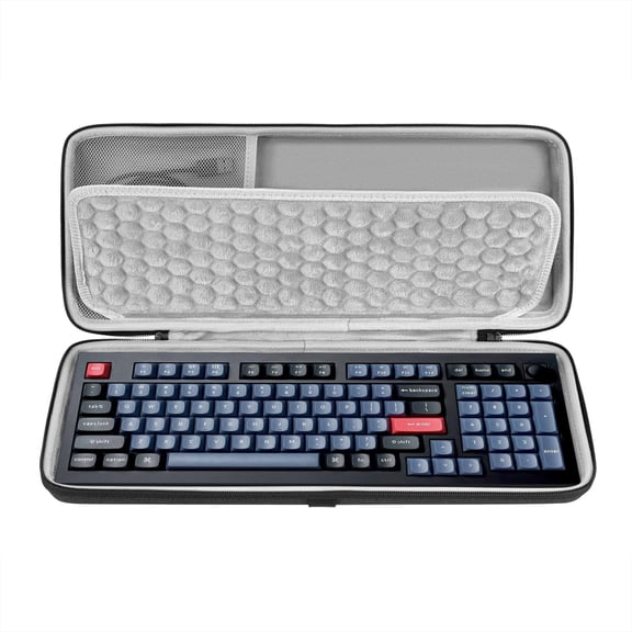Geekria 90%-96% 100 Keys Keyboard Hard Shell Case, Compatible with Aula F99, RedThunder K95, Keychron K4 Pro/ V5 Max, Corsair Vanguard 96, EVA Travel Carrying Bag (Dark Grey)
