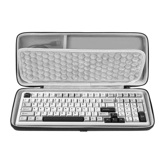 Geekria 90%-96% Keyboard Hard Shell Case, Compatible with RK ROYAL KLUDGE RK96, EPOMAKER x Aula F99, Corsair Vanguard 96, 100 Keys EVA Travel Carrying Bag with Wrist Rest Storage (Dark Grey)
