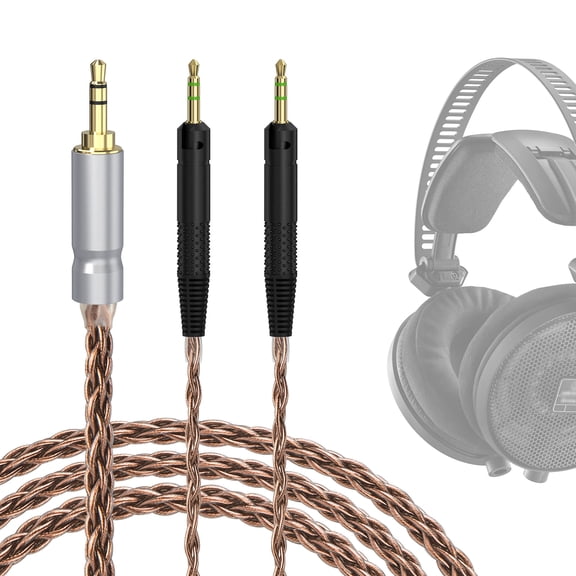 Geekria Apollo Copper Upgrade Audio Cable Compatible with ATH ATH-R70X Headphones, 3.5mm to Dual 2.5mm Replacement Headphones Cord for Hi-Resolution Audiophile, HiFi Headset (4.9 ft / 1.5 m)