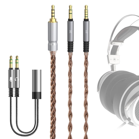 Geekria Apollo Single Crystal Copper Upgrade Audio Cable Compatible with VZR Model One/MKII Gaming Headset, 3.5mm (1/8'') to Dual 3.5mm Replacement Headphones Cord (4.9 ft / 1.5 m)
