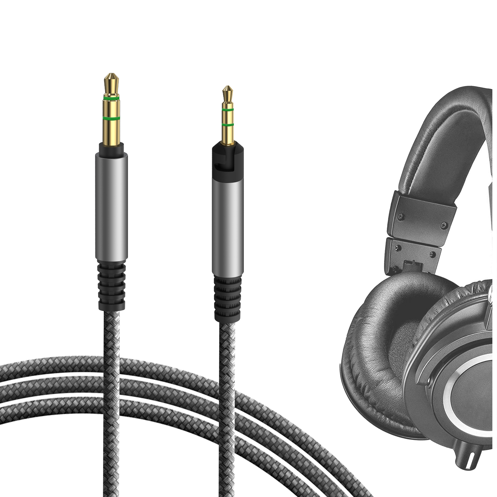 Cavo Audio Sostitutivo 2.5mm Per Audio-Technica ATH-M50x, M40x, M50, M60x, M70x – Lunghezza 1,2m, Compatibile Con Jack 3.5mm