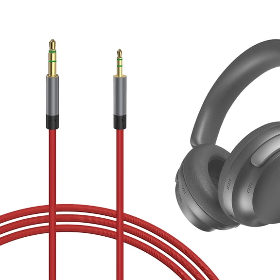 Geekria Audio Cable Compatible with Boses QuietComfort Ultra, QuietComfort SE, QC 45, QC 35 II, QC 35, QC 25 Headphones, 1/8" (3.5mm) to 2.5mm Replacement Stereo Cord (Red 5.6 ft / 1.7 m)