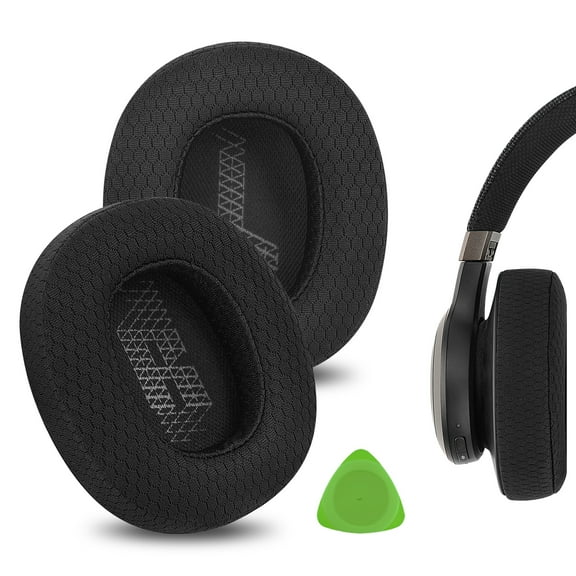 Geekria Comfort Mesh Fabric Replacement Ear Pads for JBL Live 650 BTNC, Lifestyle E65BTNC, Duet NC, Live 660 BTNC Ear Cushions, Repair Parts (Black)