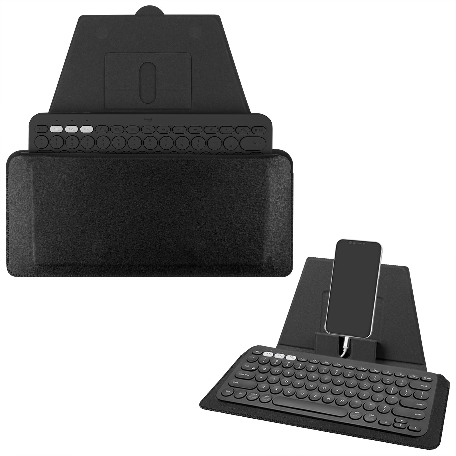 Geekria Compact Keyboard Case, Vegan Leather Travel Case with Phone and ...