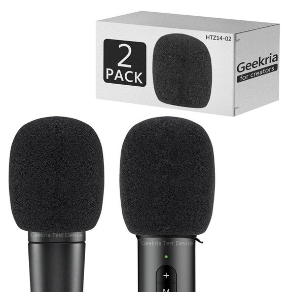 Geekria for Creators Foam Windscreen Compatible with Shure SM57-LCE, PGA81-LC, Microphone Antipop Foam Cover, Mic Wind Cover, Sponge Foam Filter (Black / 2 Pack)