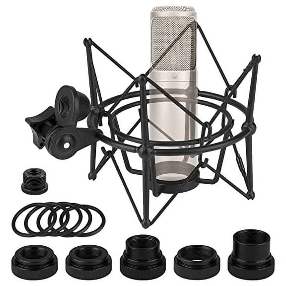 Geekria for Creators Microphone Shock Mount Compatible with Rode NT-USB, NT1-A, NT2-A, NT1000, NT2000, Procaster, K2, Mic Anti-Vibration Suspension Adapter Clamp Mic Holder Clip (Black / Metal)