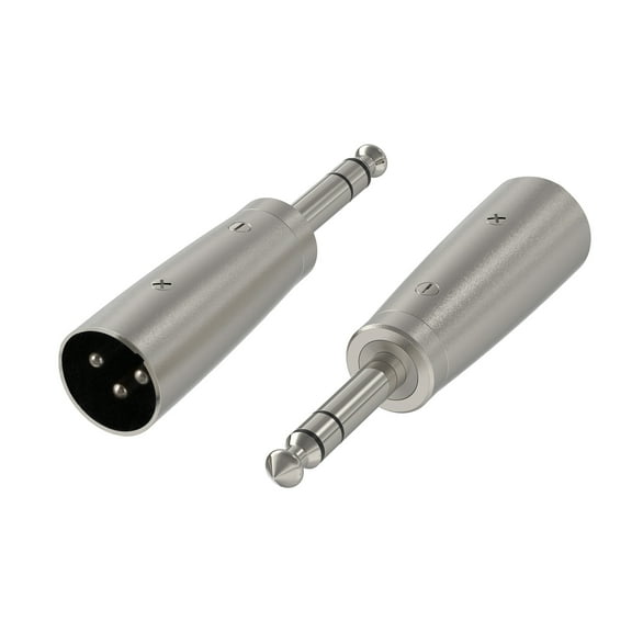 Geekria for Creators XLR Male to 1/4 Inch (6.35mm) TRS Male Microphone Cable Adapter, Compatible with Shure SM58, SM57, SM7B, MV7, PGA48, Behringer xm8500 Mic Cord Plug (Silver, 2 Pack)