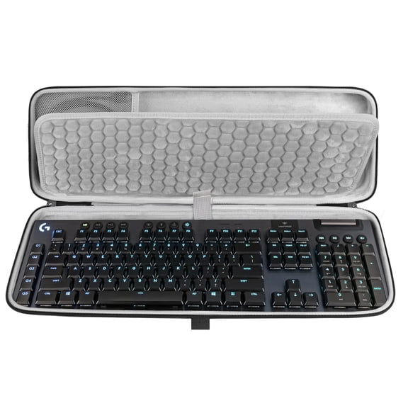 Geekria Full Size Keyboard Case, Hard Shell Travel Carrying Bag for 108 Keys Computer Mechanical Gaming Keyboard, Compatible with Logitech G915 / G915 X (Dark Gray)