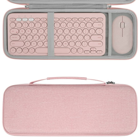 Geekria Hard Shell Travel Carrying Case, Compatible with Logitech K380/k380s Keyboard +M350/M350s Mouse, Pebble 2 Combo, Protective Travel Bag (Pink)