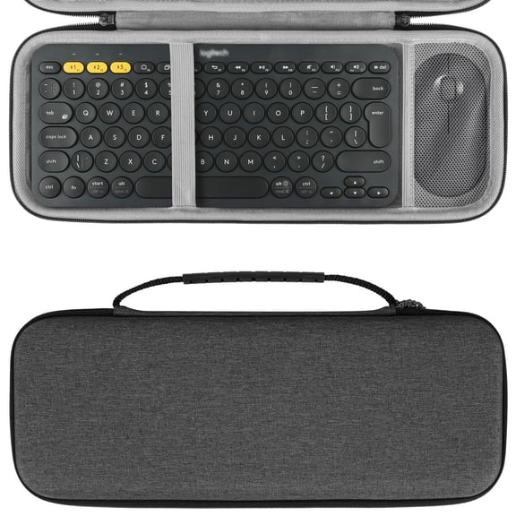 Geekria Hard Case Compatible with Logitech K380/K380s Keyboard + Pebble M350/M350s Mouse, Pebble 2 Combo Travel Carrying Pouch with Handle