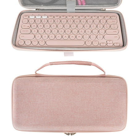 Geekria Keyboard Carrying Case, Hard Shell Protective Travel Bag for Small Compact Keyboard, Compatible with Logitech K380, Logitech Pebble Keys 2 K380s (Pink)