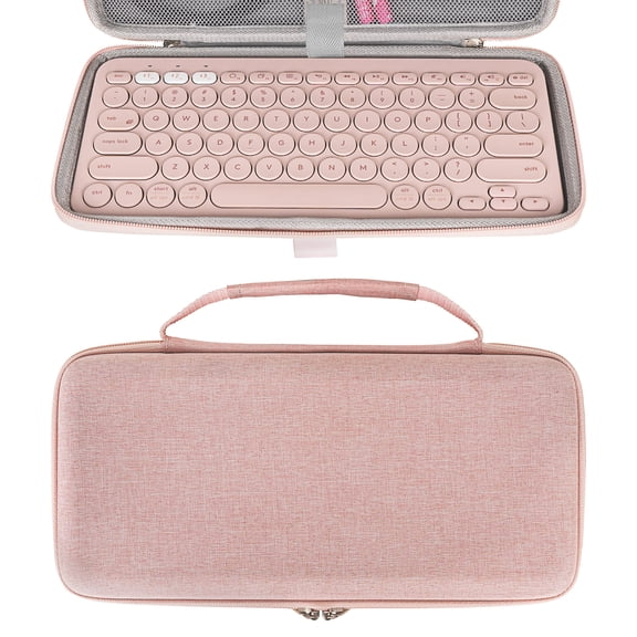 Geekria Keyboard Carrying Case, Hard Shell Protective Travel Bag for Small Compact Keyboard, Compatible with Logitech K380, Logitech Pebble Keys 2 K380s (Pink)