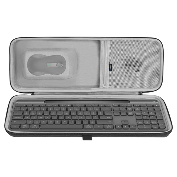 Geekria Keyboard Carrying Bag, Compatible with Logitech Signature Slim Solar+ K980, CLVX 1 Wireless Touchpad Keyboard, EVA Hard Shell Travel Replacement Case (Dark Gray)