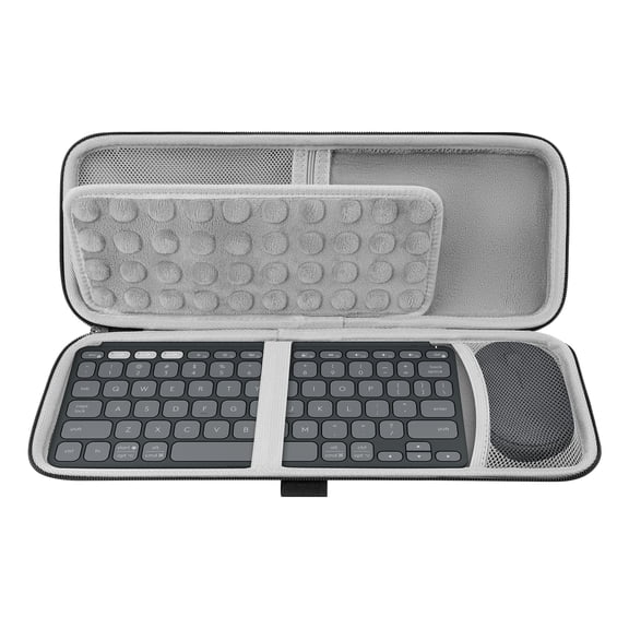 Geekria Keyboard Carrying Case, Compatible with Logitech Keys-to-GO 2 Keyboard and M350s Mouse Combo Case, Hard Shell Protective Travel Bag (Dark Grey)