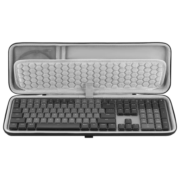 Geekria Keyboard Carrying Case, Compatible with Logitech MX Mechanical Wireless / MK955 / Signature Slim K950 / G413 SE, Hard Shell Travel Bag (Dark Gray)