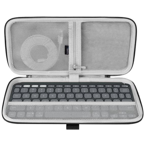 Geekria Keyboard Carrying Case, Compatible with Logitech KEYS-to-GO 2 Hard Shell Protective Travel Bag (Dark Grey)