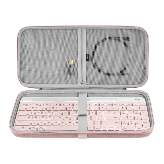 Geekria Keyboard Carrying Case, Compatible with Logitech MK470 Slim / K585 / K580 Keyboard and Mouse Combo, Hard Shell Protective Travel Bag (Pink)