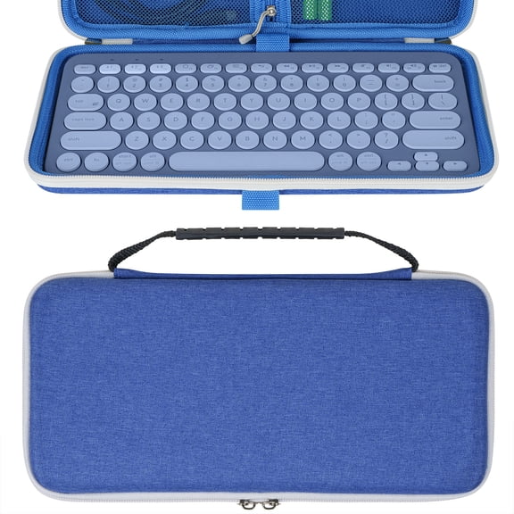 Geekria Keyboard Carrying Case, Hard Shell Protective Travel Bag for Small Compact Keyboard, Compatible with Logitech K380, Logitech Pebble Keys 2 K380s (Blueberry)