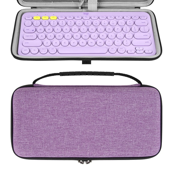 Geekria Keyboard Carrying Case, Hard Shell Protective Travel Bag for Small Compact Keyboard, Compatible with Logitech Pebble Keys 2 K380s / K380 (Lavender)