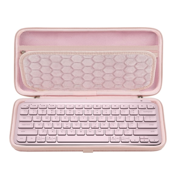 Geekria Keyboard Hard Shell Case, Compatible with Logitech MX Keys Mini, Travel Carrying Bag (Pink)