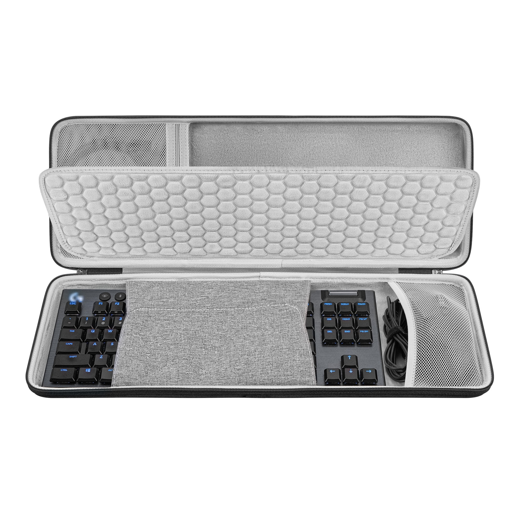 Geekria Keyboard and Mouse Combo TKL Case, Hard Shell Travel Carrying Bag for 80% Compact 87 Key Computer Mechanical Gaming Keyboard, Compatible with Logitech G915 TKL+G502 Mouse (Dark Gray)