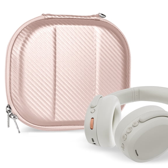 Geekria NOVA Headphones Case for Foldable, Replacement Hard Shell Travel Carrying Bag with Cable Storage Compatible with Boses QC Ultra II, JBL Tour ONE M3, Skullcandy Crusher ANC (Rose Gold)