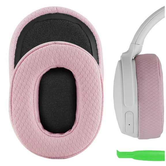 Geekria NOVA Mesh Fabric Replacement Ear Pads Compatible with Skullcandy Crusher Wireless,  Evo,  ANC, Hesh 3 Headphones, Ear Cushions (Pink)