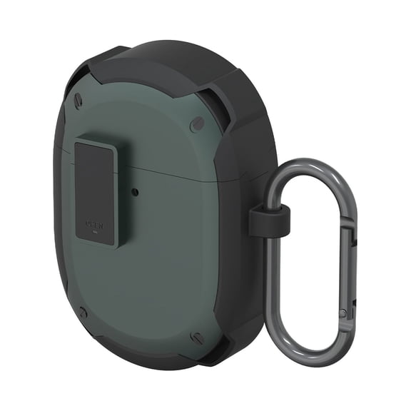 Geekria PC Case Cover Compatible with Google Pixel Buds A True Wireless Earbuds, Earphones Skin Cover, Protective Carrying Case with Keychain Hook, Charging Port Accessible (Black Green)