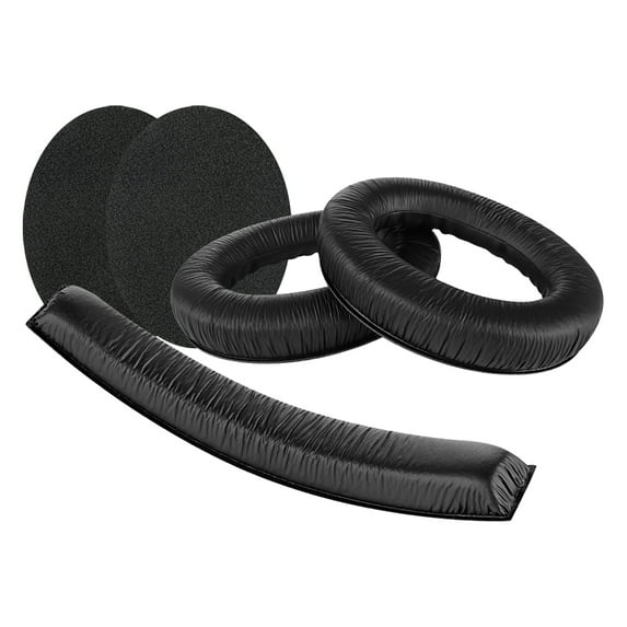 Geekria QuickFit Leatherette Ear Pads and Headband Pad Set Compatible with Sennheiser HD 380/ 380 Pro, PC350, Game Zero Headphones, Repair Parts Suit (Black)