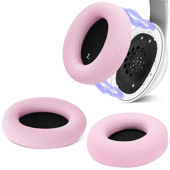 Geekria SNAP Magnetic Ear Pads for Beats Studio 3, Studio 2 Wireless, Studio 2 Wire Easy Switch Ear Cushions, Exchange Earpads in Seconds ( Mesh Fabric Pink, 1 Pair)
