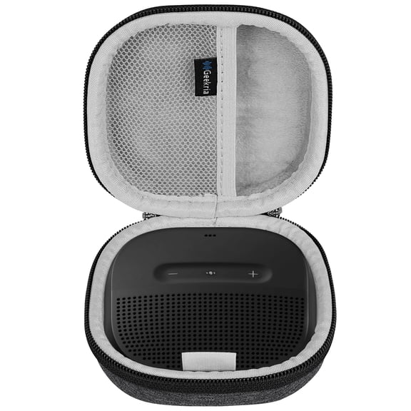 Geekria Shield Case Compatible with Bose SoundLink Micro Small Portable Bluetooth Speaker, Replacement Protective Hard Shell Travel Carrying Bag with Cable Storage (Grey)