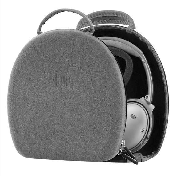 Geekria Shield Headphones Case Compatible with Boses QC Ultra, QC45, QC35II, QC35, QC25, QC15, Replacement Protective Hard Shell Travel Carrying Bag with Cable Storage(Grey)