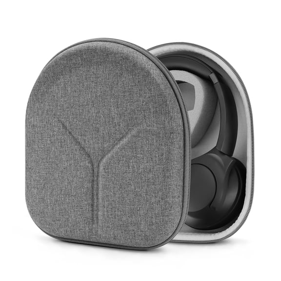 Geekria Shield Headphones Case Compatible with Anker Soundcore Q11i, Life Q20, Life Q30, Space Q45, Replacement Protective Hard Shell Travel Carrying Bag with Cable Storage (Light Grey)