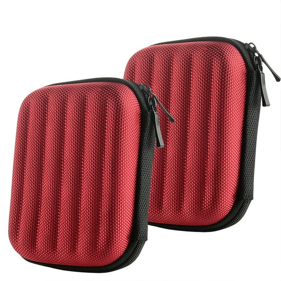Geekria Shield Headphones Case for In-Ear Headphones, Replacement Hard Shell Travel Carrying Bag with Cable Storage, Compatible with Audio-Technica, Beats, JBL Headsets (2 Packs/Red)