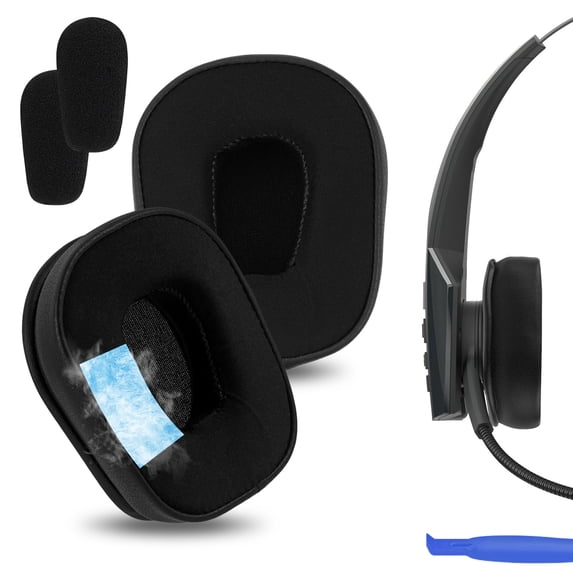 Geekria Sport Cooling-Gel Replacement Ear Pads for BlueParrott B350-XT Noise Cancelling Headphones Ear Cushions, Repair Parts (Black)
