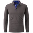 thumbnail image 1 of Geeksport Men's 3 Button Quick Dry Long Sleeve Performance Polo Shirts, 1 of 6