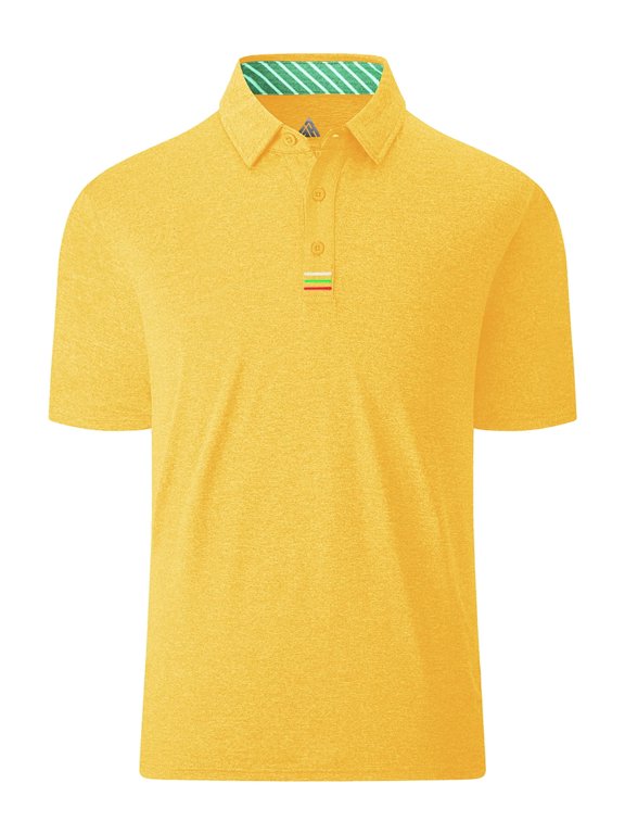 Men's Golf Polo Shirts Casual Business Short Sleeve Polo Shirt for Men Casual Golf Moisture Wicking Dry Quickly Cationic T-Shirts Yellow XL