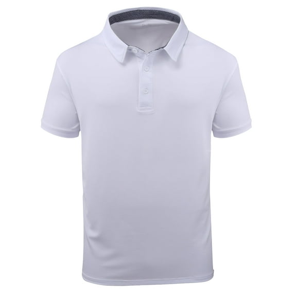 Geeksport Men's Polo Shirts Solid Color Short Sleeve Casual Shirts for Men Classic Polo Shirts Casual Business Polo Shirts for Men White 2XL