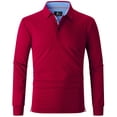 thumbnail image 1 of Geeksport Men's Sports Long Sleeve Solid Causal Polo Shirts, 1 of 6