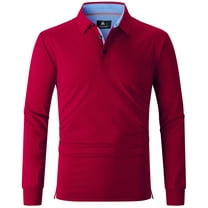 Geeksport Men's Sports Long Sleeve Solid Causal Polo Shirts